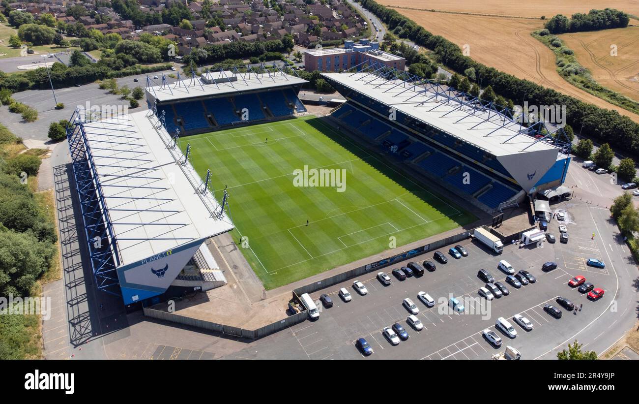 Aerial view of The Kassam Stadium, home of Oxford United FC Stock Photo