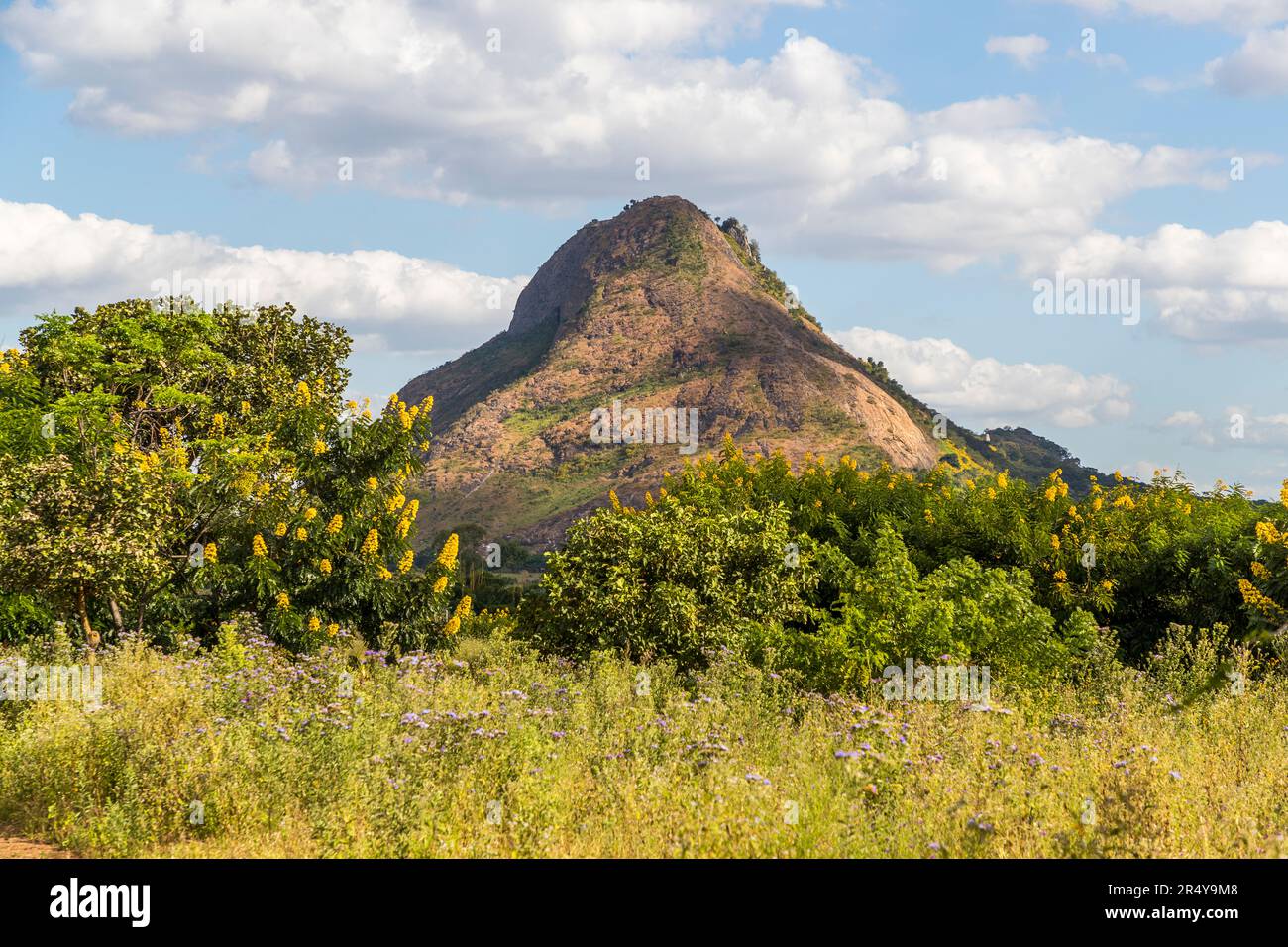 Bunda Mountain seen from R & L Game Ranch, Mwenda, Malawi Stock Photo