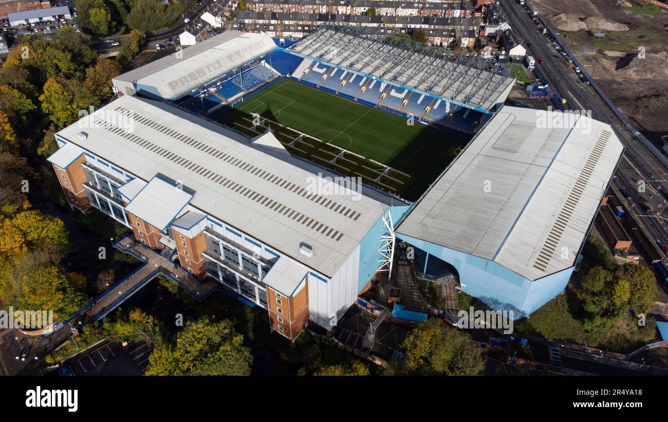 Aerial view of Hillsborough Stadium, home of Sheffield Wednesday FC ...