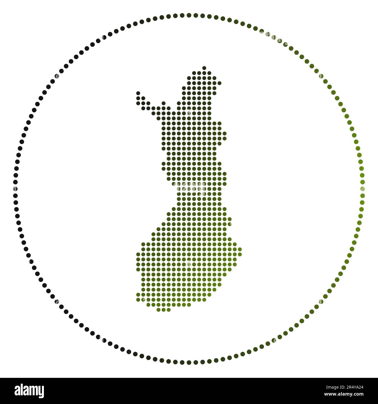 Finland digital badge. Dotted style map of Finland in circle. Tech icon ...