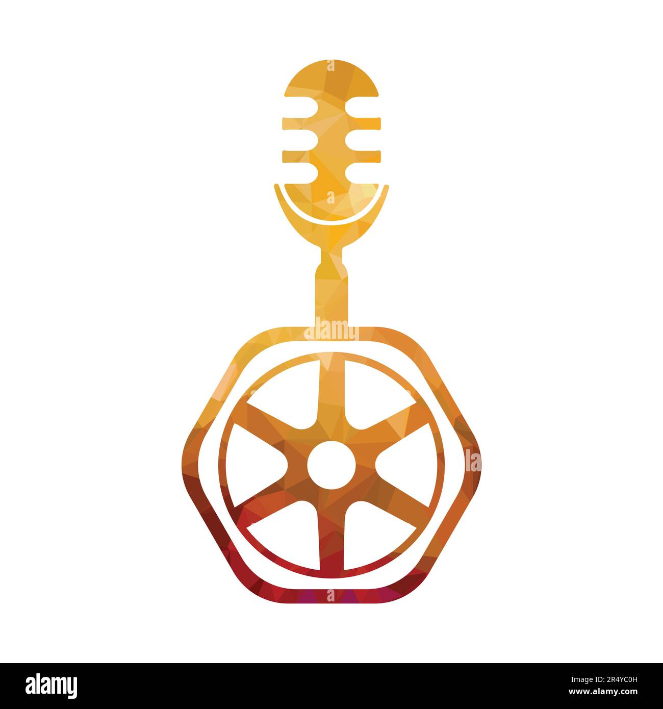 Podcast microphone with wheel vector illustration Stock Vector