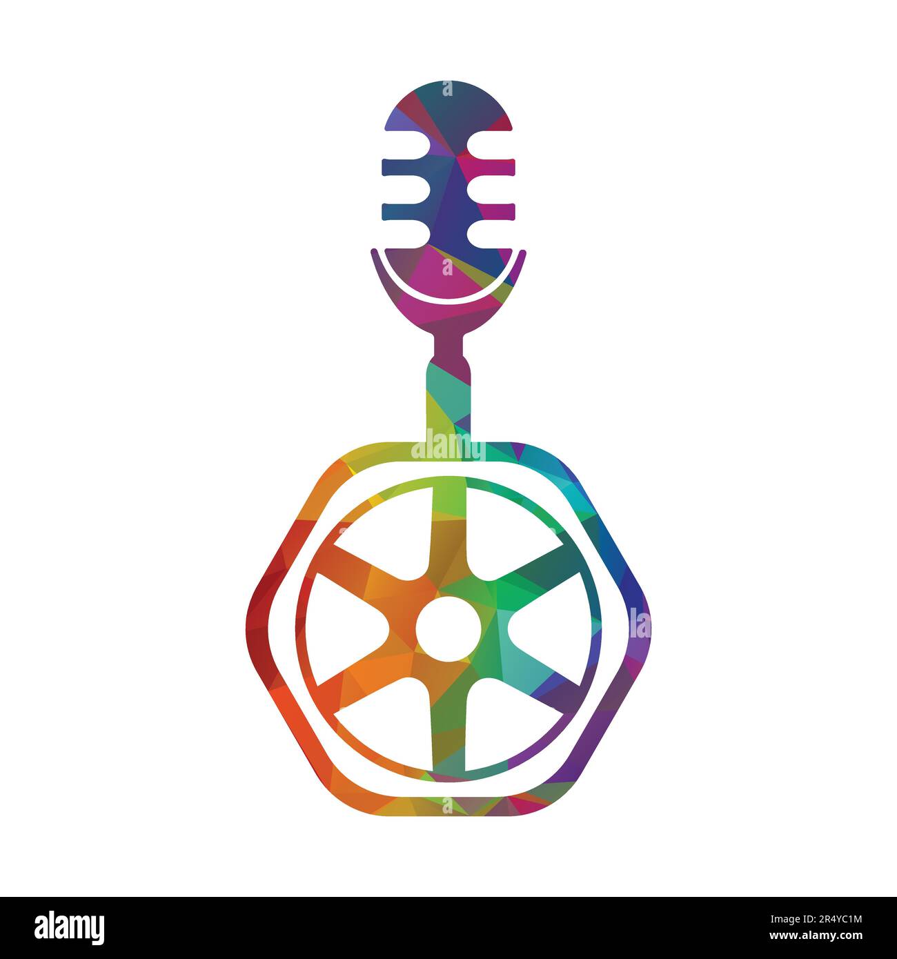 Podcast microphone with wheel vector illustration Stock Vector