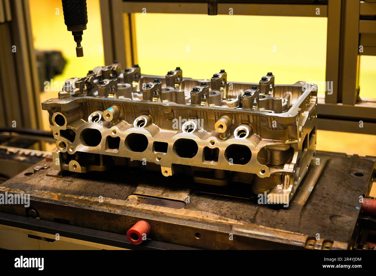 Cylinder heads of automobile engine ready for installation Stock Photo