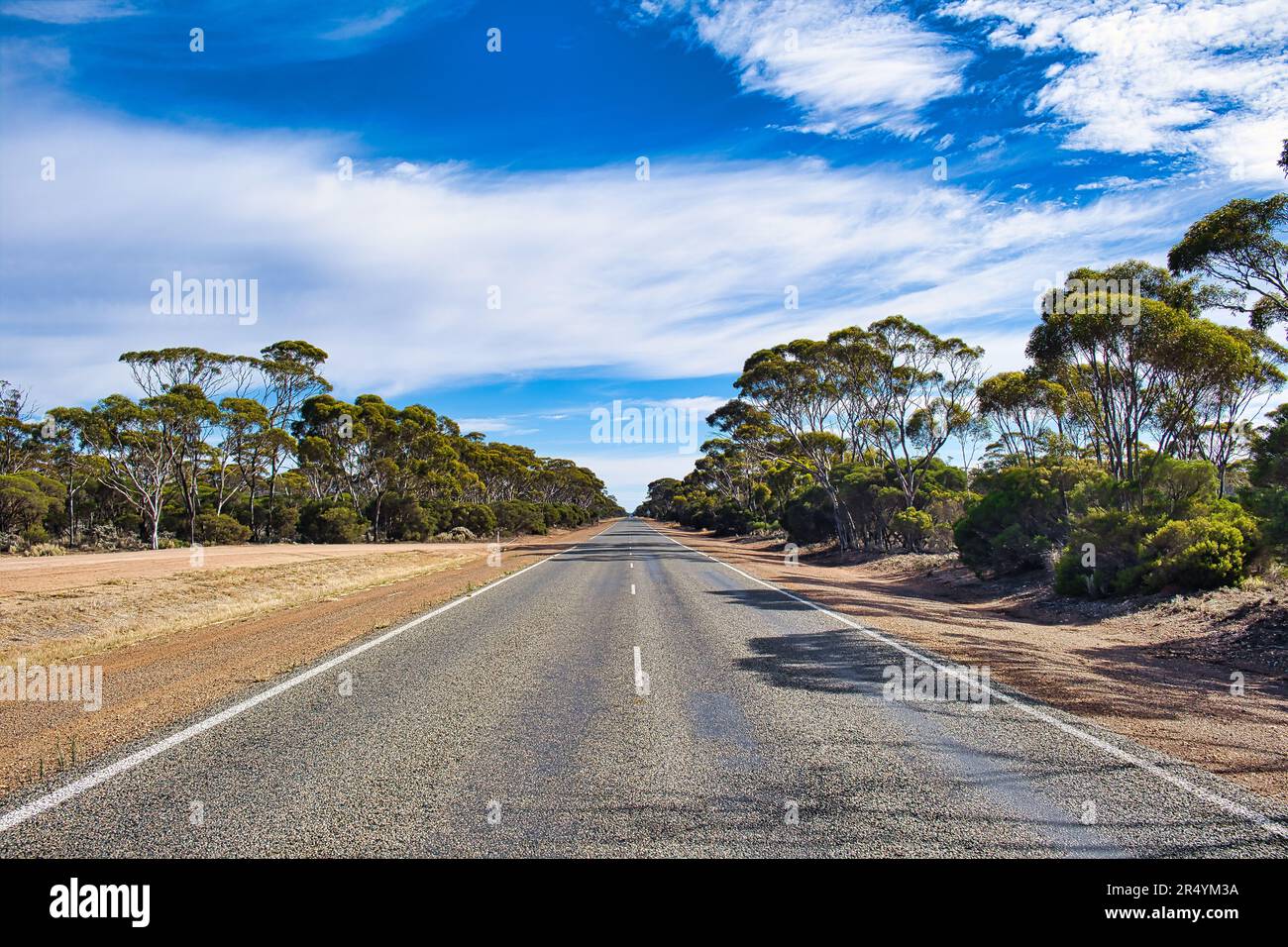 Straight road in the Australian outback, between Esperance and Norseman