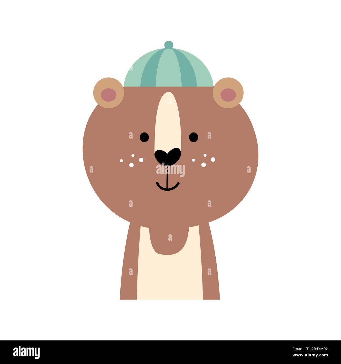 Bear with summer costume . Wildlife animals . Vector illustration . Stock Vector
