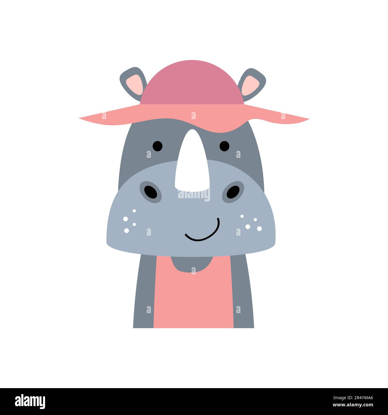 Rhinoceros with summer costume . Wildlife animals . Vector illustration . Stock Vector