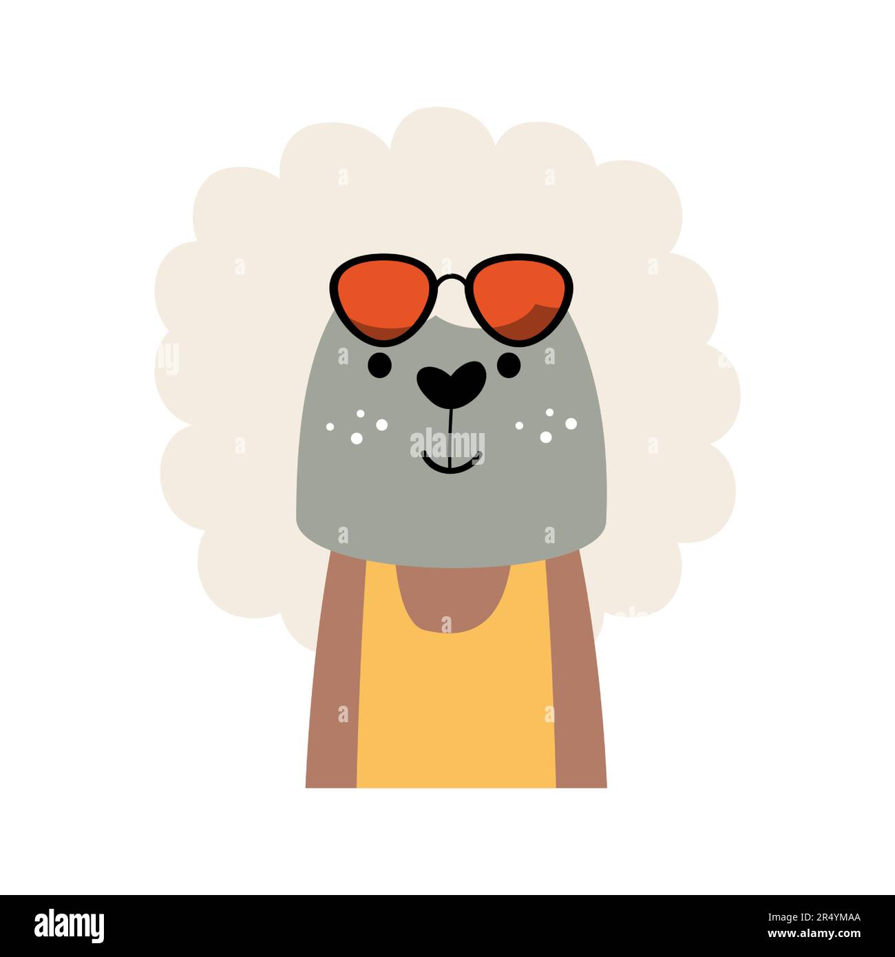Sheep with summer costume . Wildlife animals . Vector illustration . Stock Vector