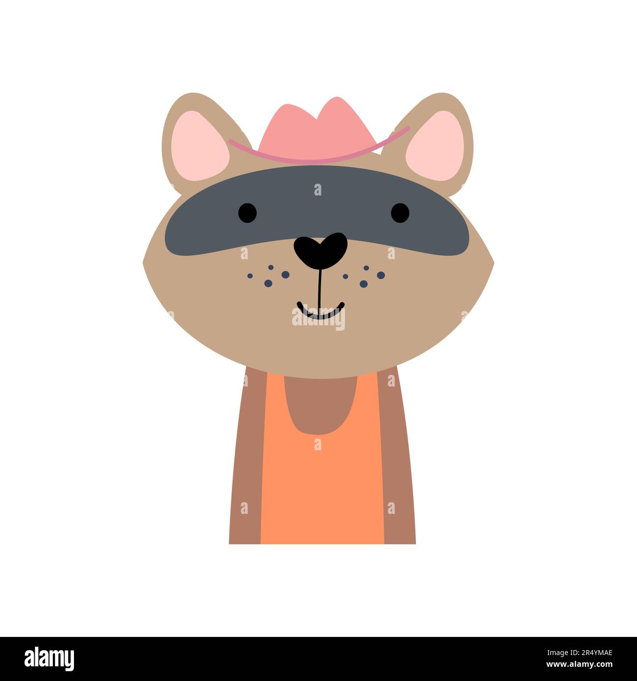 Raccoon with summer costume . Wildlife animals . Vector illustration . Stock Vector