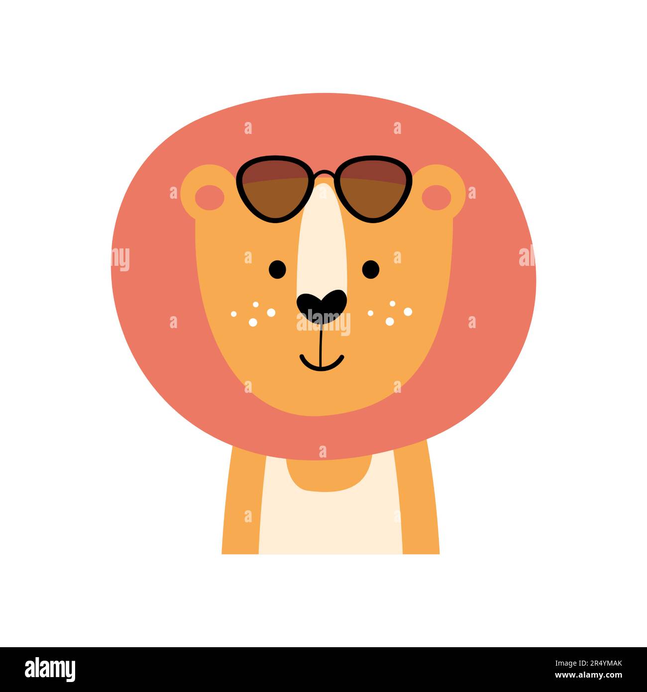 Lion with summer costume . Wildlife animals . Vector illustration . Stock Vector