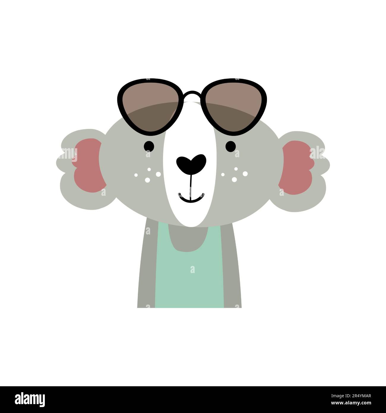 Koala bear with summer costume . Wildlife animals . Vector illustration . Stock Vector