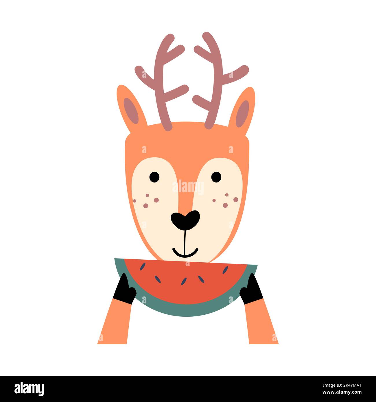 Deer with summer costume . Wildlife animals . Vector illustration . Stock Vector