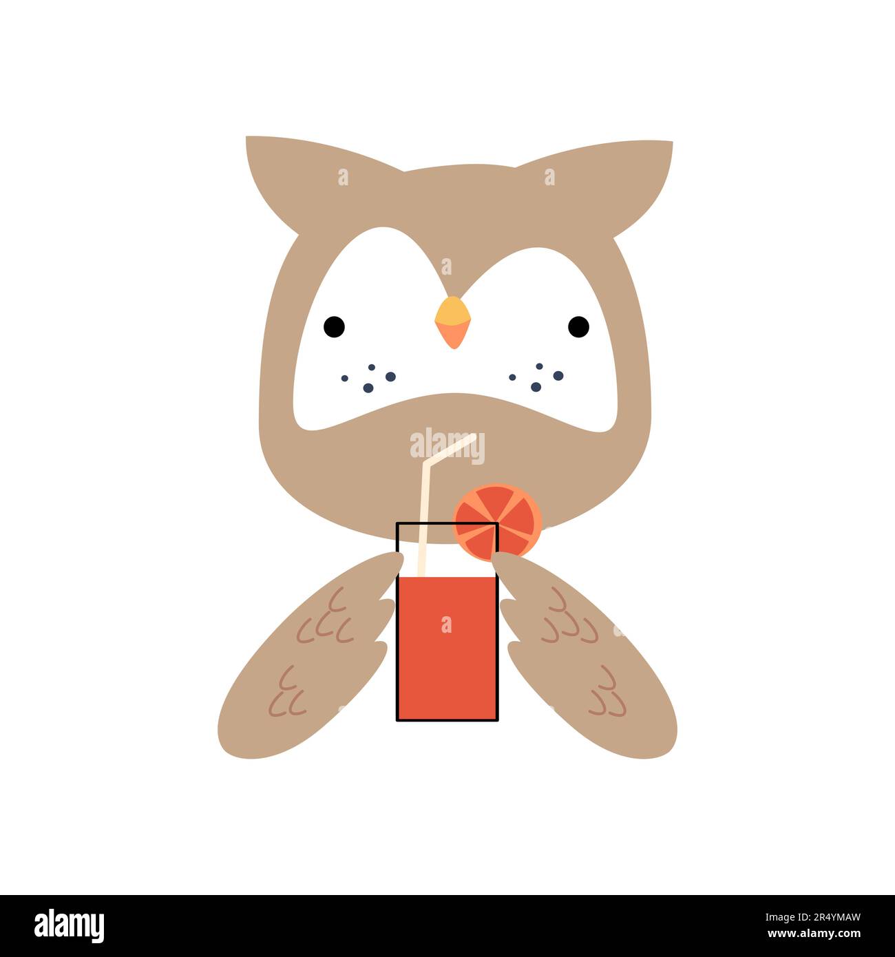 Owl bird with summer costume . Wildlife animals . Vector illustration . Stock Vector