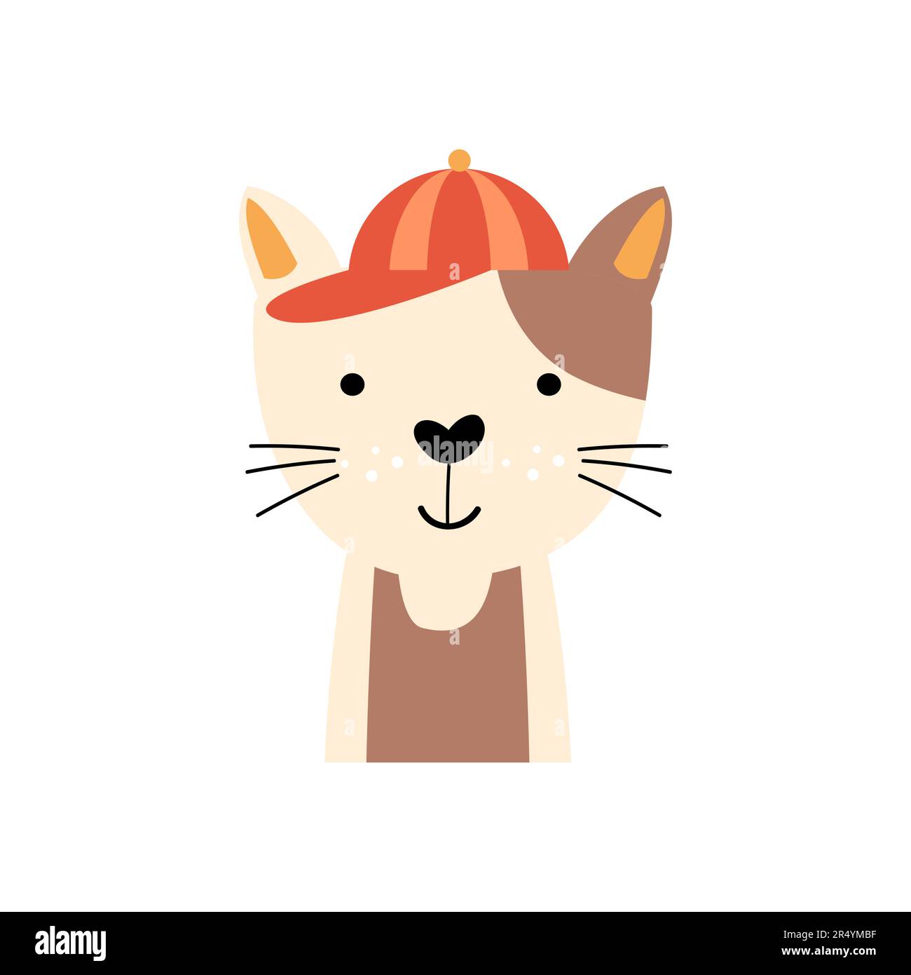 Cat with summer costume . Wildlife animals . Vector illustration . Stock Vector