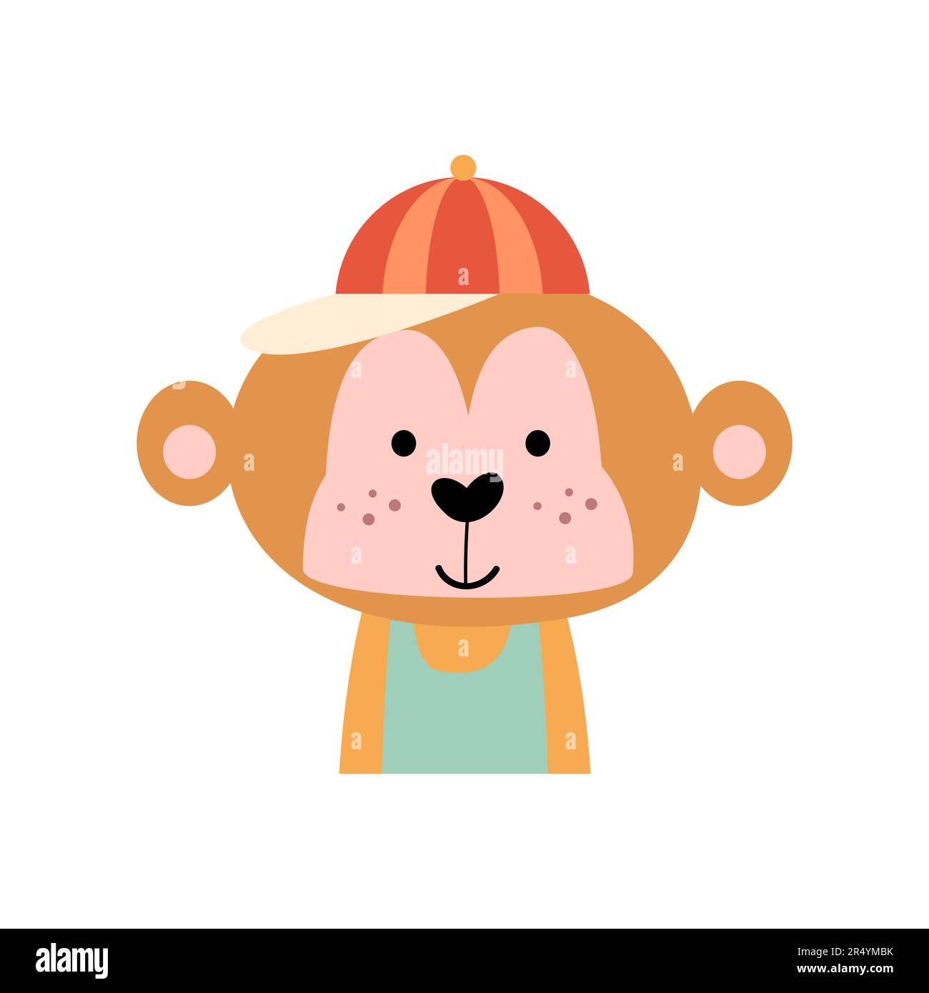 Monkey with summer costume . Wildlife animals . Vector illustration . Stock Vector