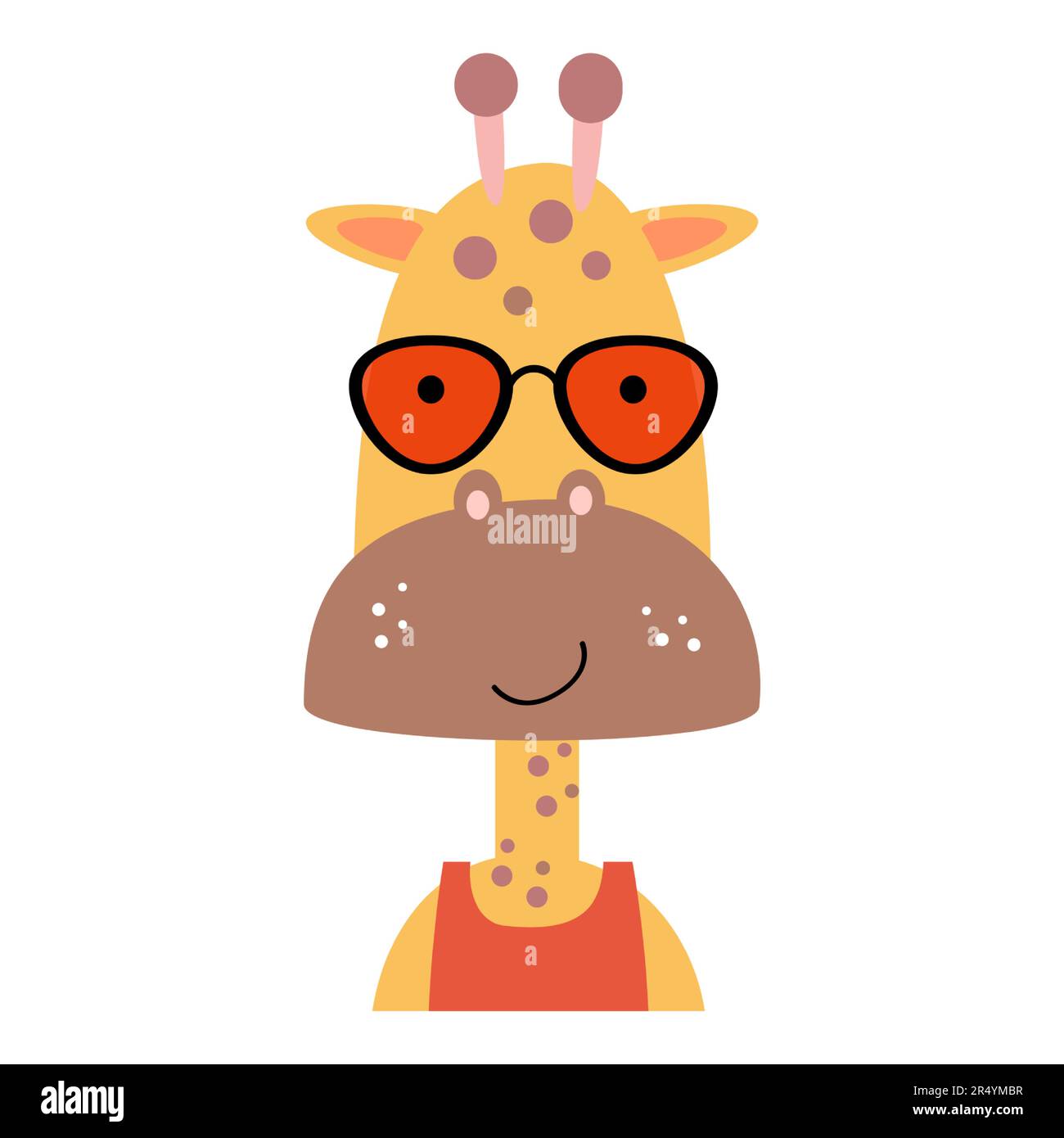 Giraffe with summer costume . Wildlife animals . Vector illustration . Stock Vector