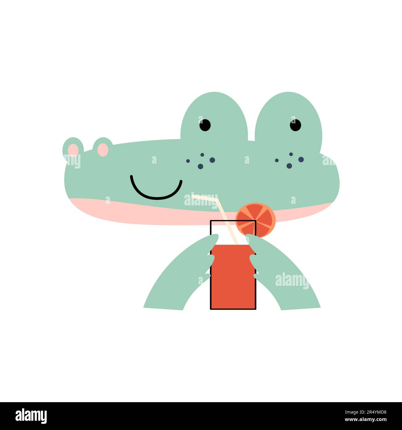 Crocodile with summer costume . Wildlife animals . Vector illustration . Stock Vector