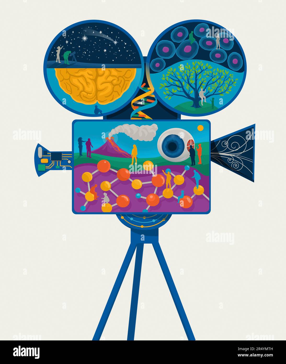 Conceptual illustration showing various scientific imagery within a ...