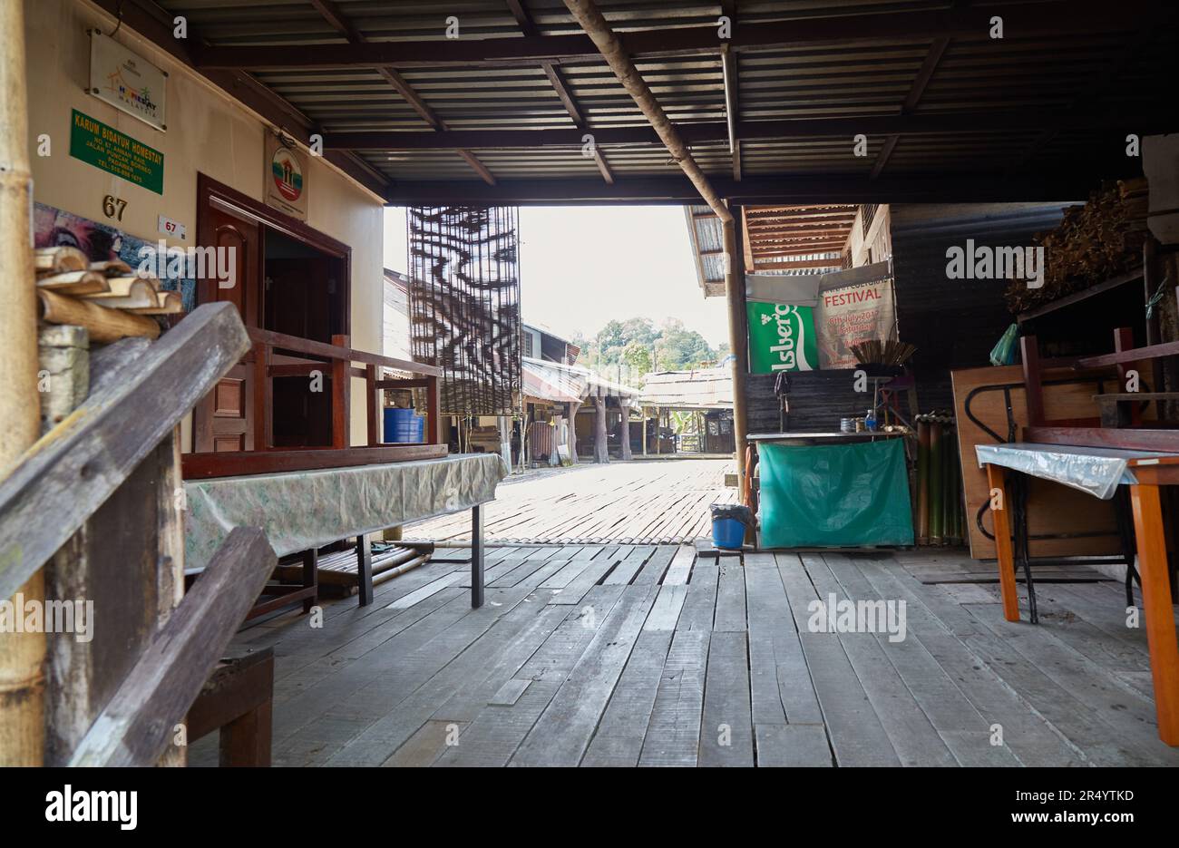 The traditional Annah Rais longhouse outside of Kuching, Sarawak ...