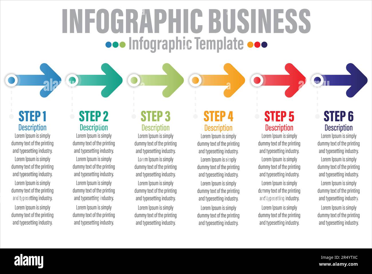 Arrow abstract infographics number options template with Six 6 steps ...