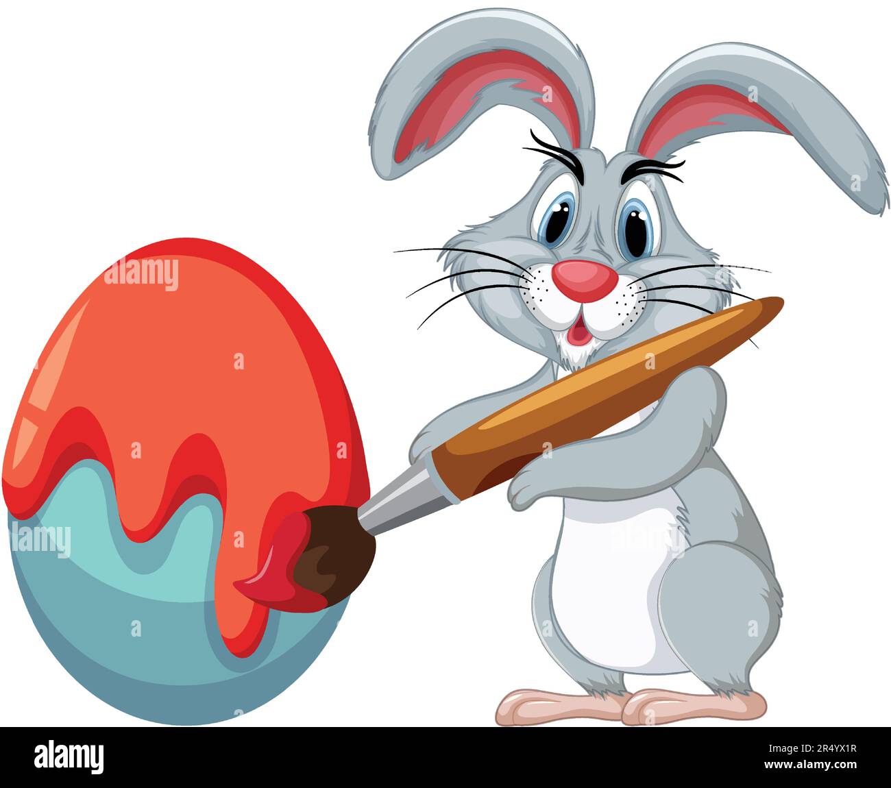 Adorable Rabbit Painting Easter Egg illustration Stock Vector Image ...