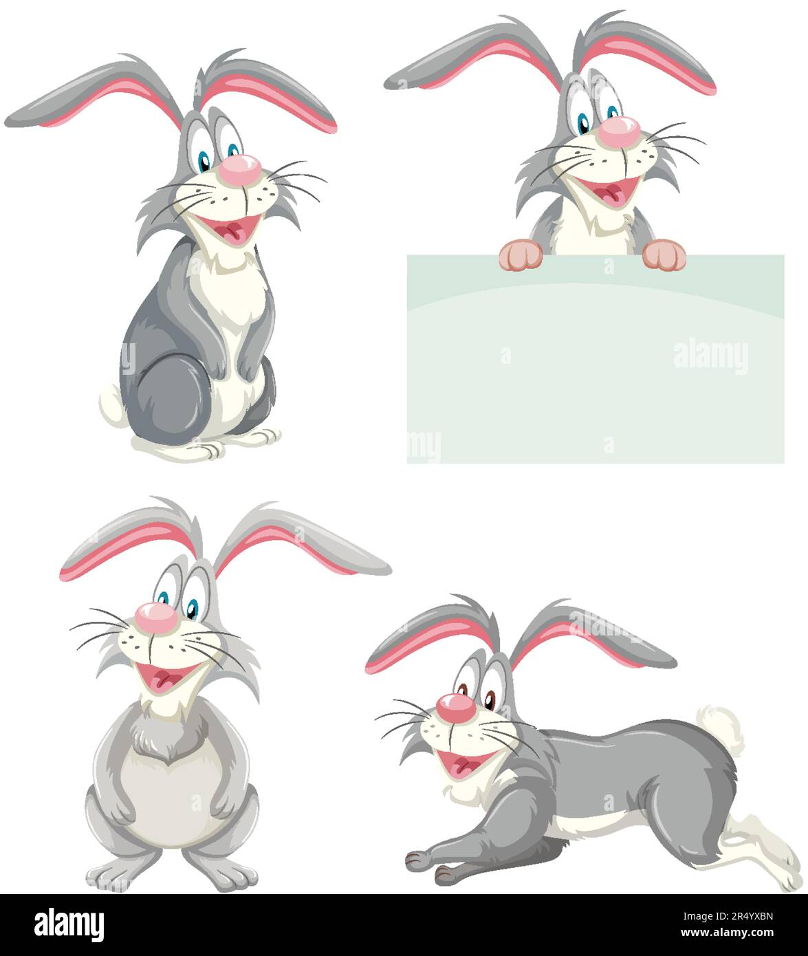 Set of rabbit cartoon in different pose illustration Stock Vector Image ...