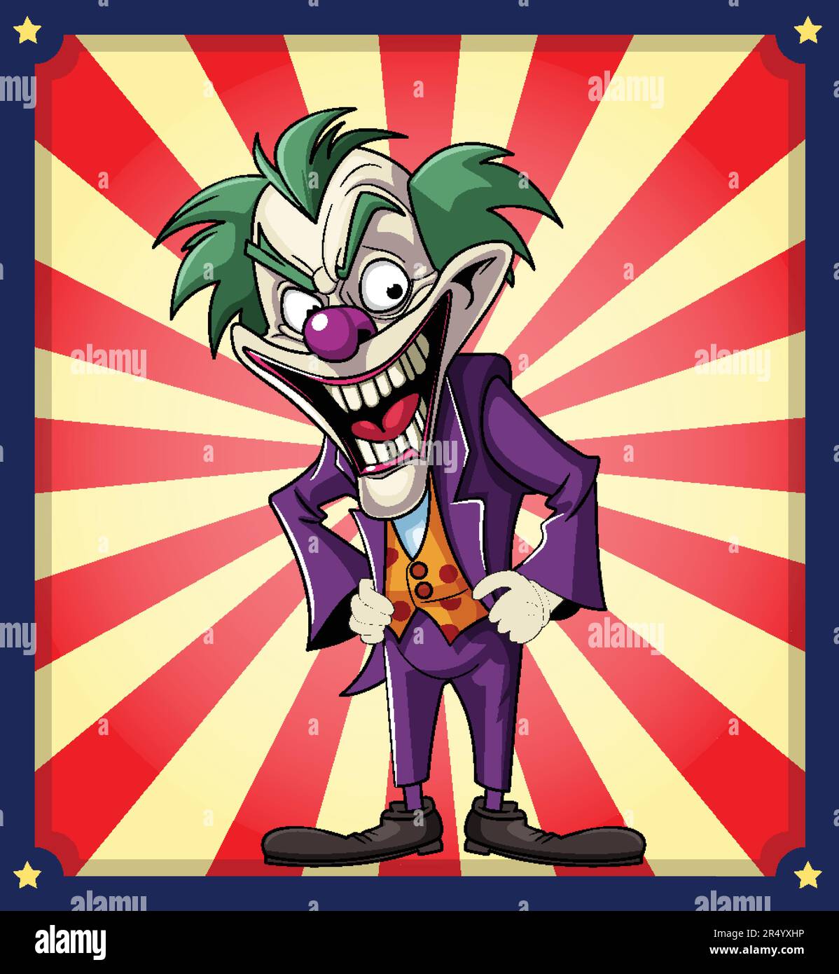 Creepy clown on retro comic background illustration Stock Vector Image ...