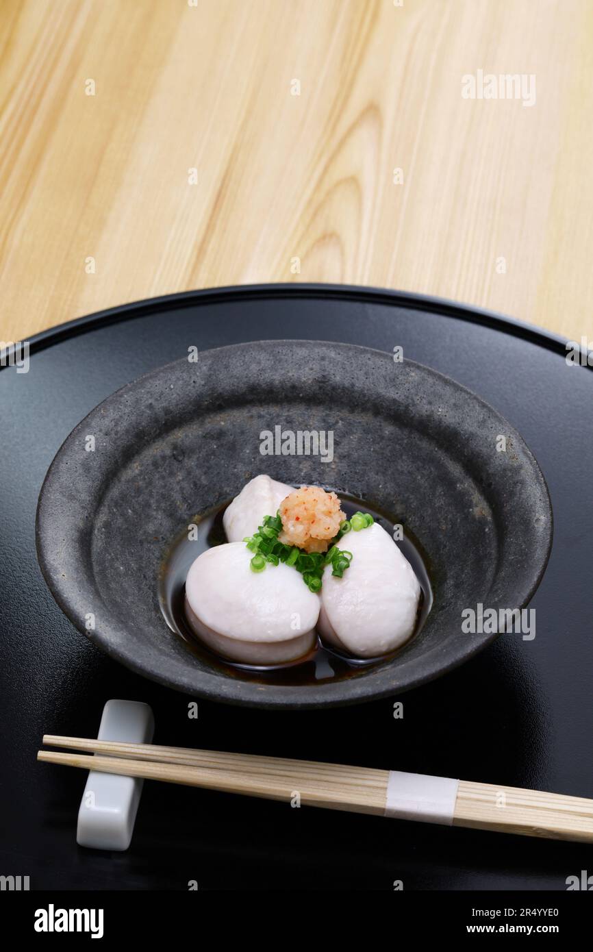 puffer fish milt with ponzu sauce ( soy sauce mixed with citrus juice