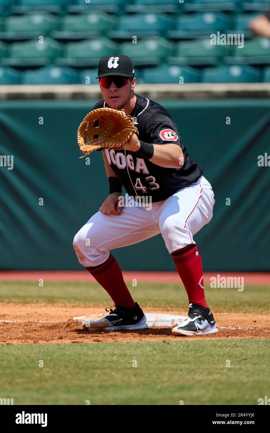 Chattanooga Lookouts first baseman James Free (43) during an MiLB Southern League baseball game against the Biloxi Shuckers on May 21, 2023 at ATandT Field in Chattanooga, Tennessee