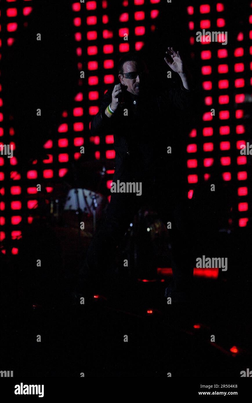 Bono and U2 performing live at Telstra Stadium as part of their Vertigo tour Sydney, Australia - 11.11.06 Stock Photo