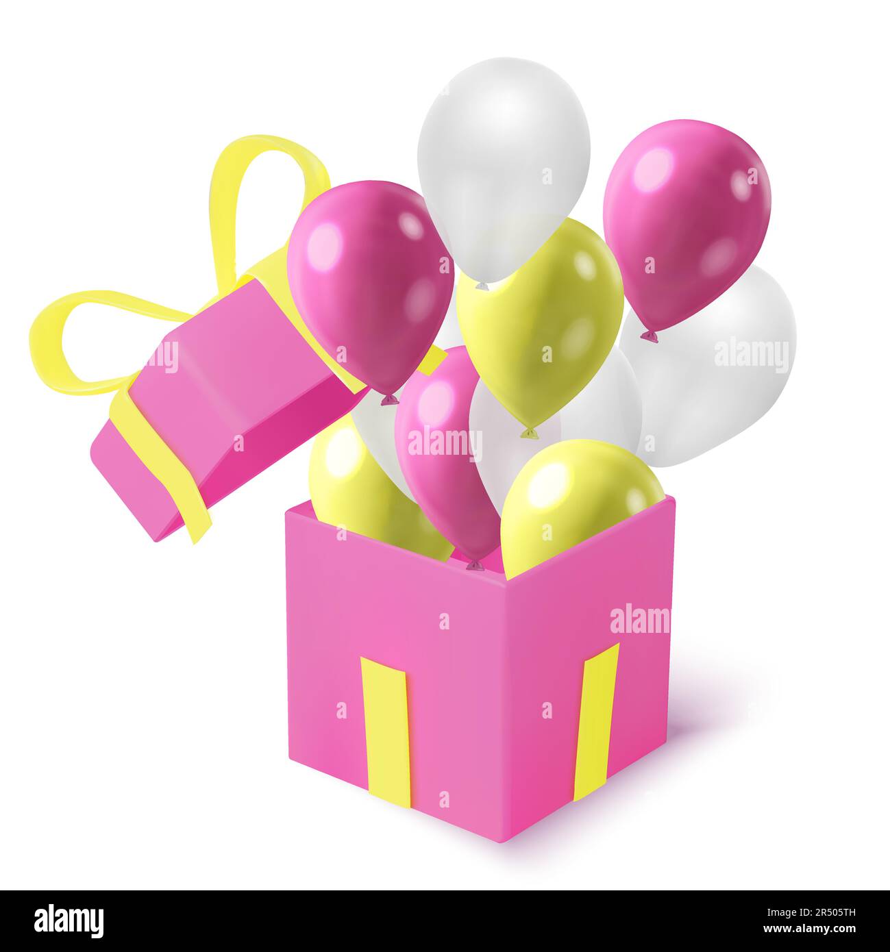 Realistic coloful balloons flying from an open gift box party celebration concept vector Stock Vector
