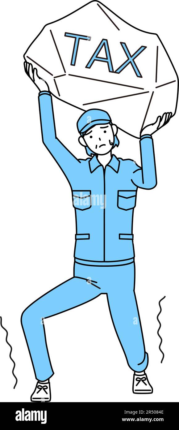 Senior woman in hat and work clothes suffering from tax increases