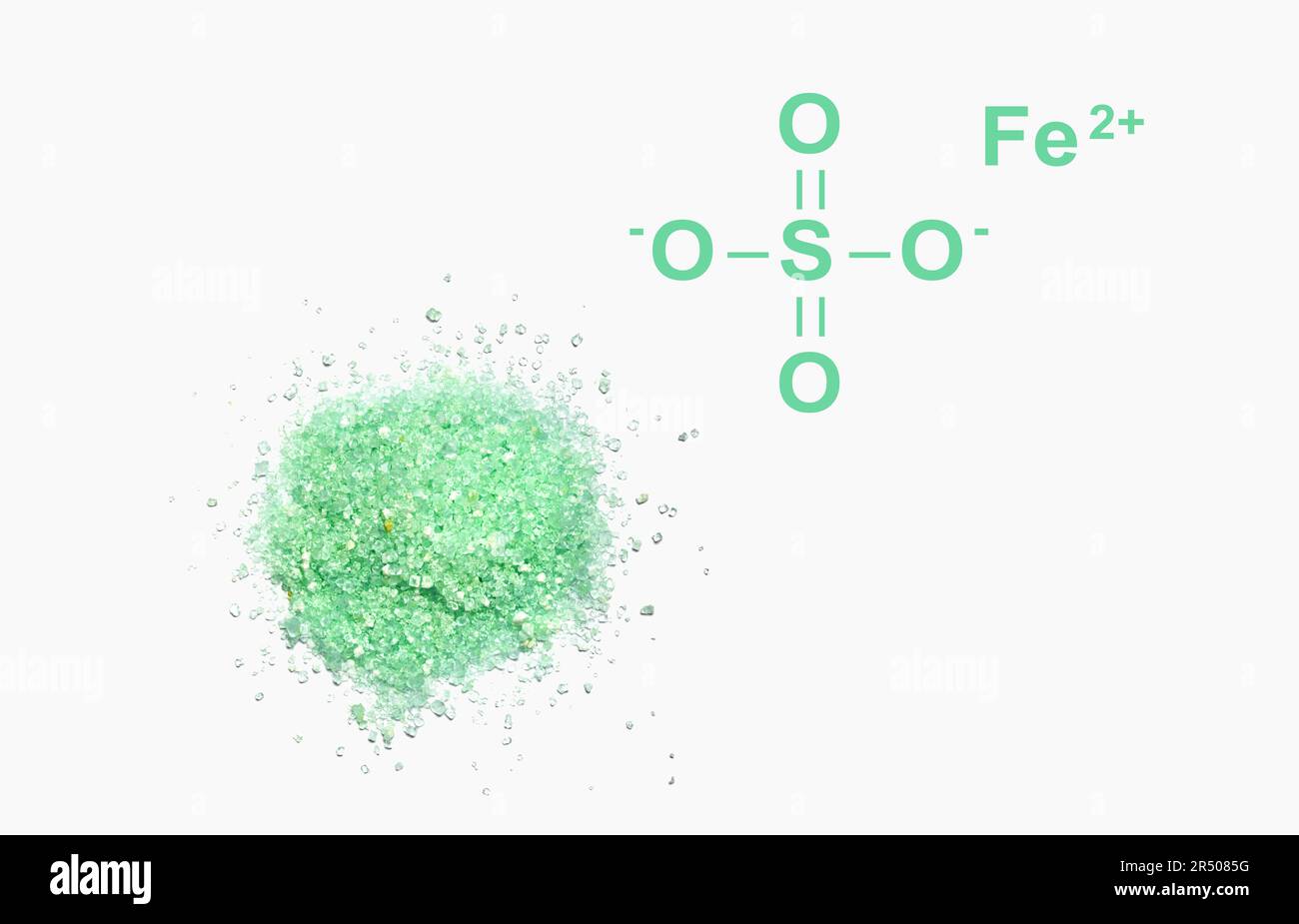 Ferrous Sulfate with chemical structure, a medicine used to treat and