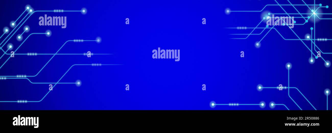 Abstract technology background.  Point and line composition on gradient blue background. Concept of scientific technology, innovation Stock Photo