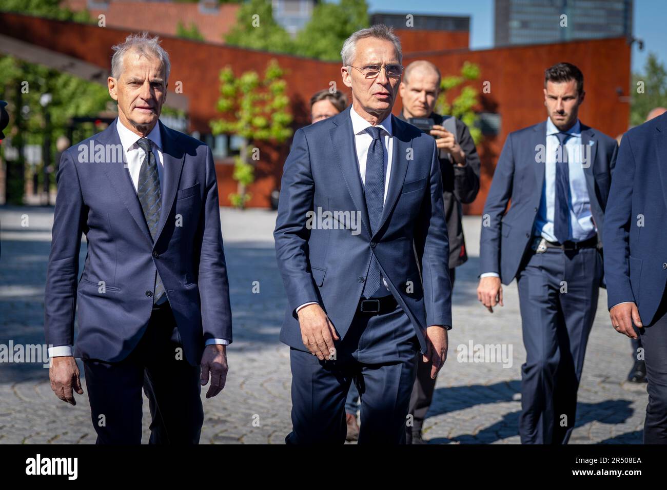 Oslo 20230530.NATO Secretary General Jens Stoltenberg greets Prime ...