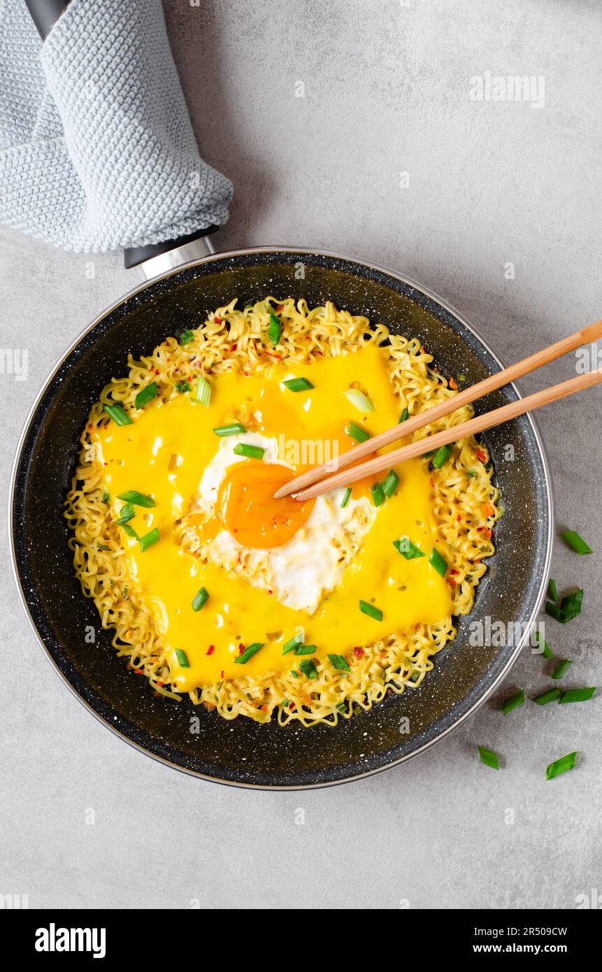 Kujirai Ramen, Shin Ramyeon or Ramyun with Egg, Melted Cheese and ...