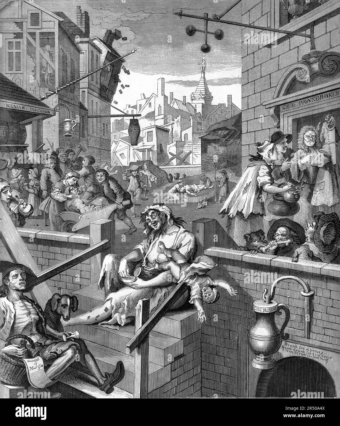 Hogarth - Gin Lane Stock Photo