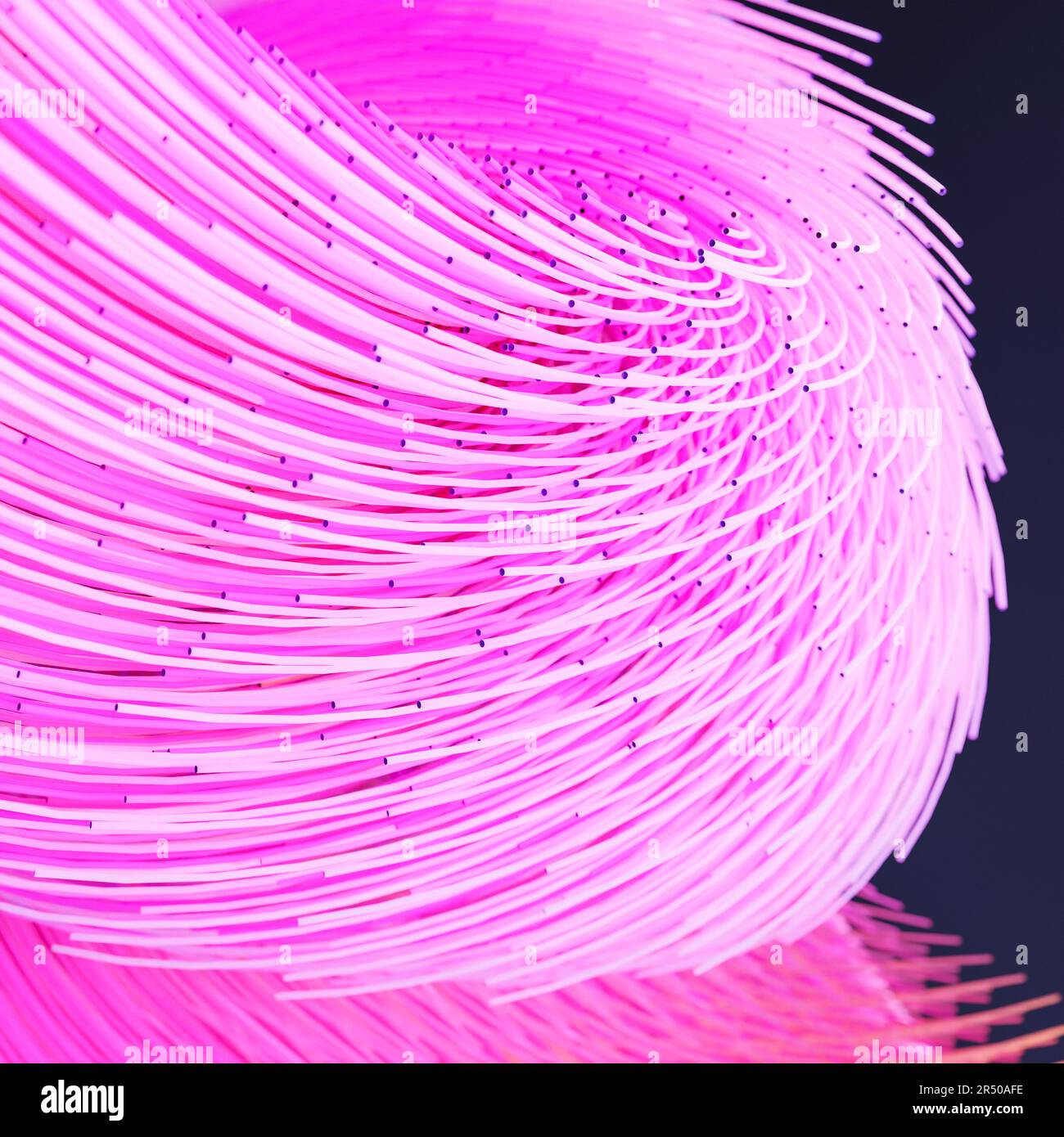 Pink spaghetti 3D render abstract background. Futuristic colorful tentacles cyber illustration Stock Photo