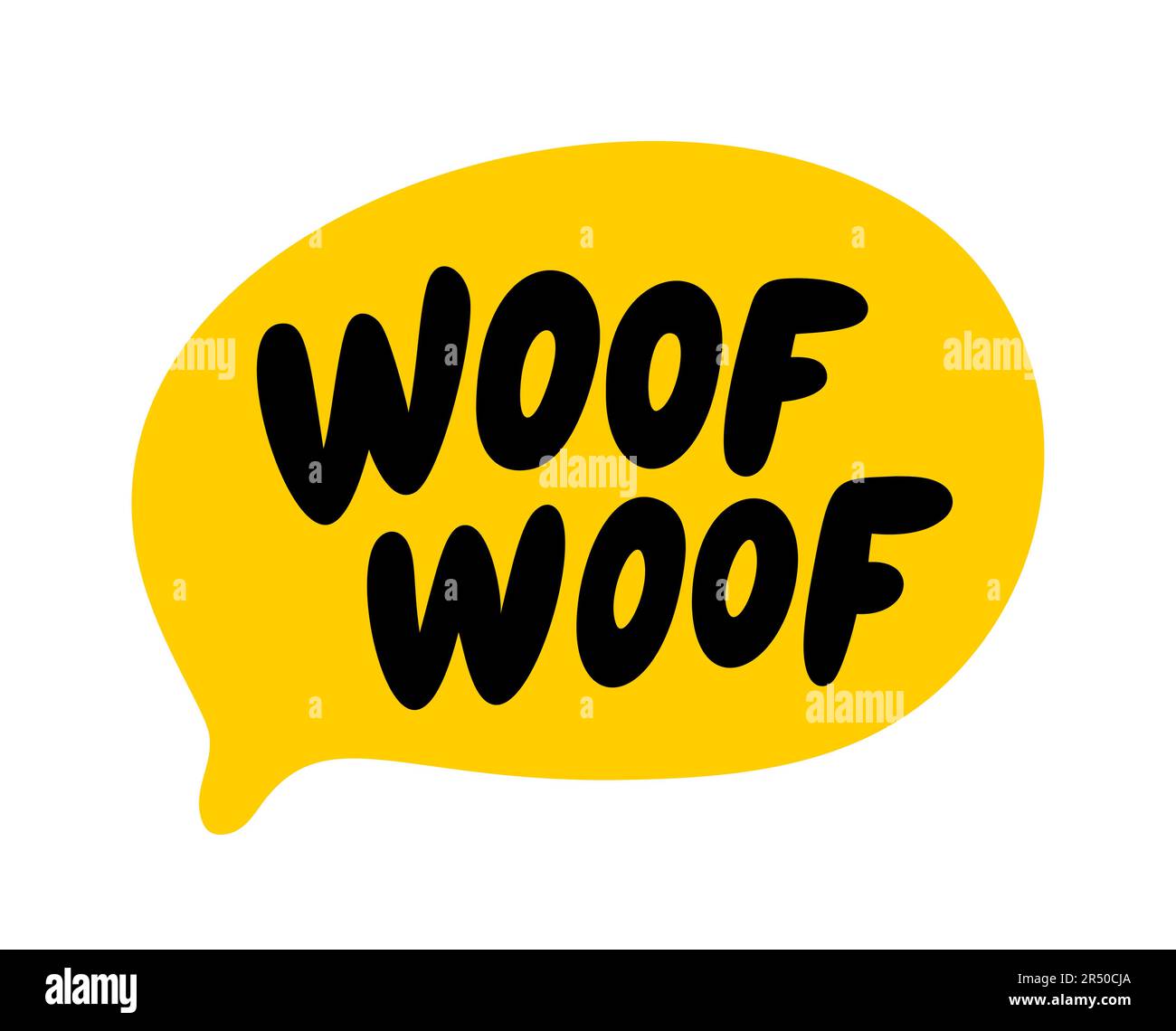 WOOF WOOF text. Vector word Woof dog sound. Speech bubble logo ...