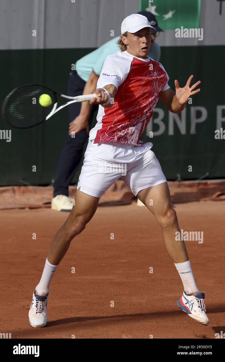 Paris, France - 30/05/2023, Emil Ruusuvuori of Finland during day 3 of the  2023 French Open, Roland-Garros 2023, second Grand Slam tennis tournament  of the year, on May 30, 2023 at Stade