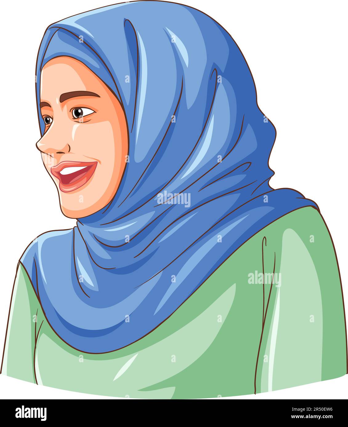Happy muslim woman wearing hijab illustration Stock Vector Image & Art ...