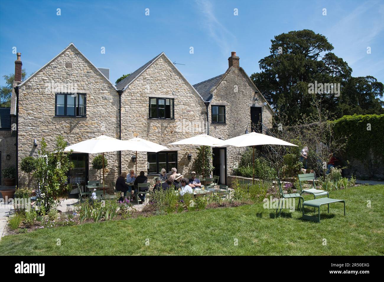 Rear garden at Margot Henderson's The Three Horseshoes restaurant in