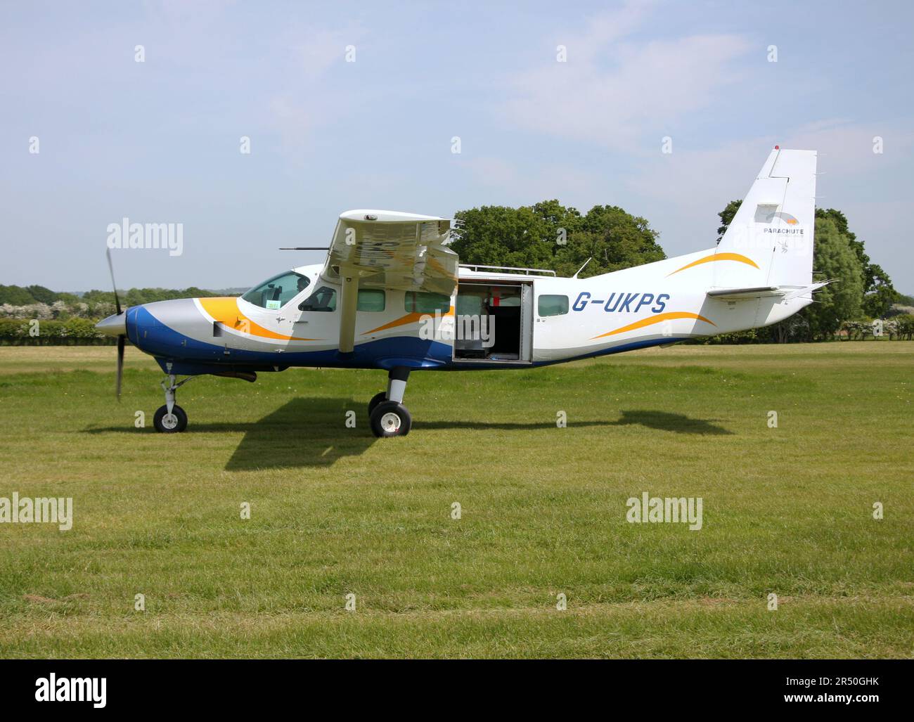 A Cessna 208 Caravan of UK Parachute Services operating at Headcorn