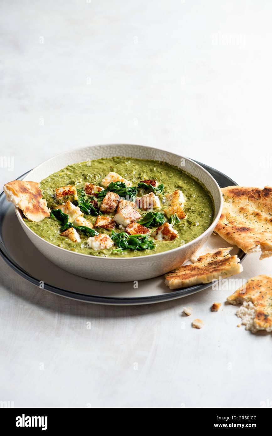 Palak paneer - Indian dish made with creamed spinach, spices and fried