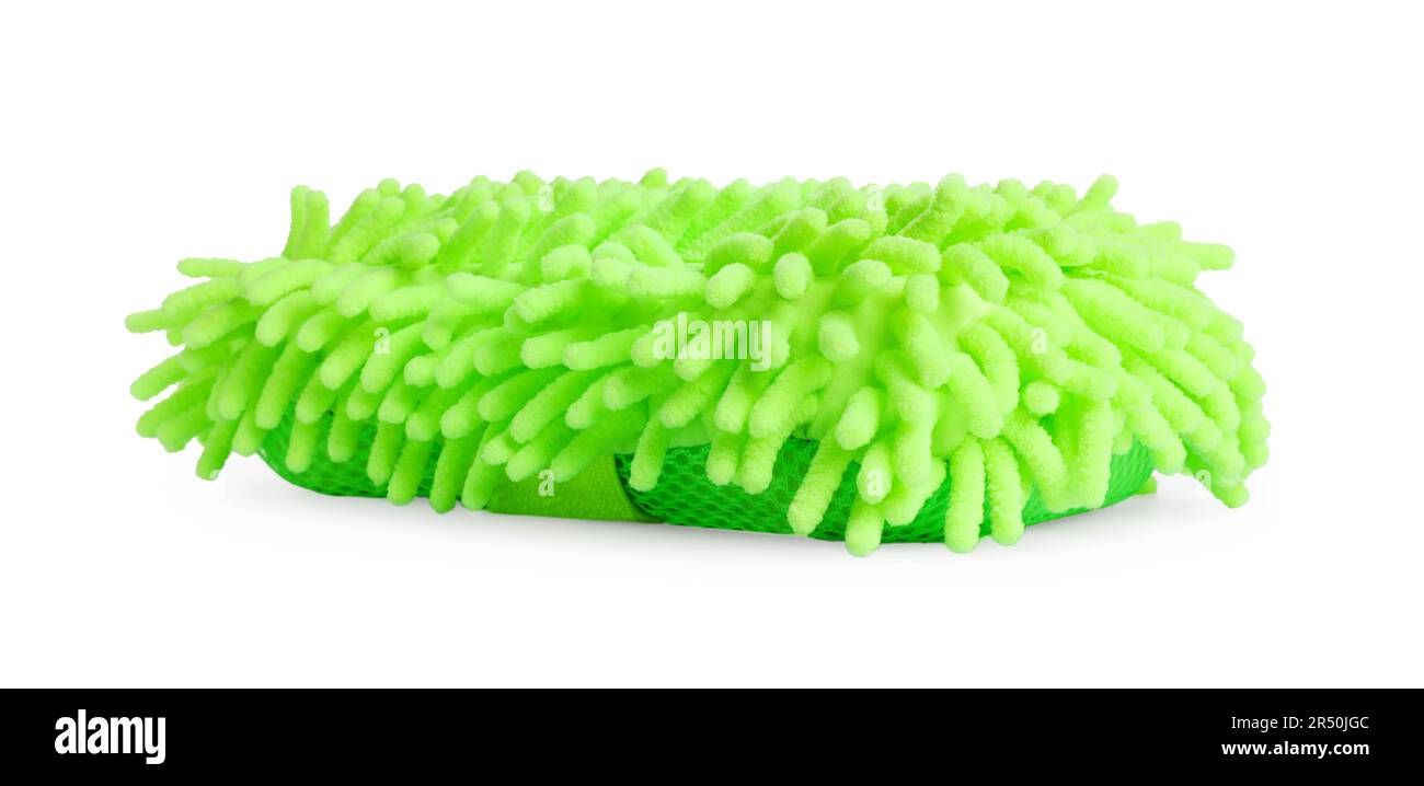 Green car wash mitt isolated on white Stock Photo Alamy