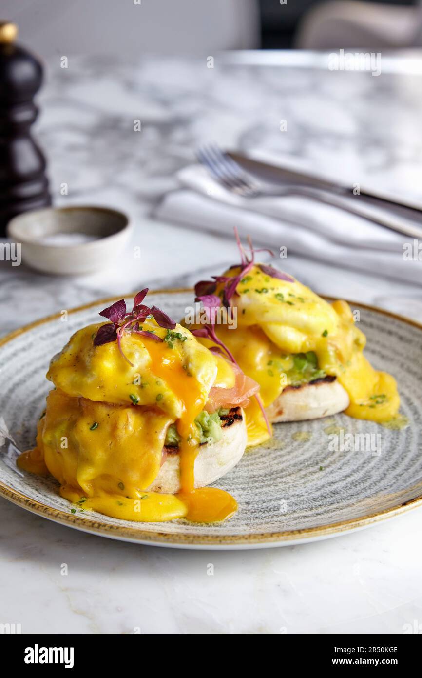 Eggs Benedict with salmon Stock Photo Alamy
