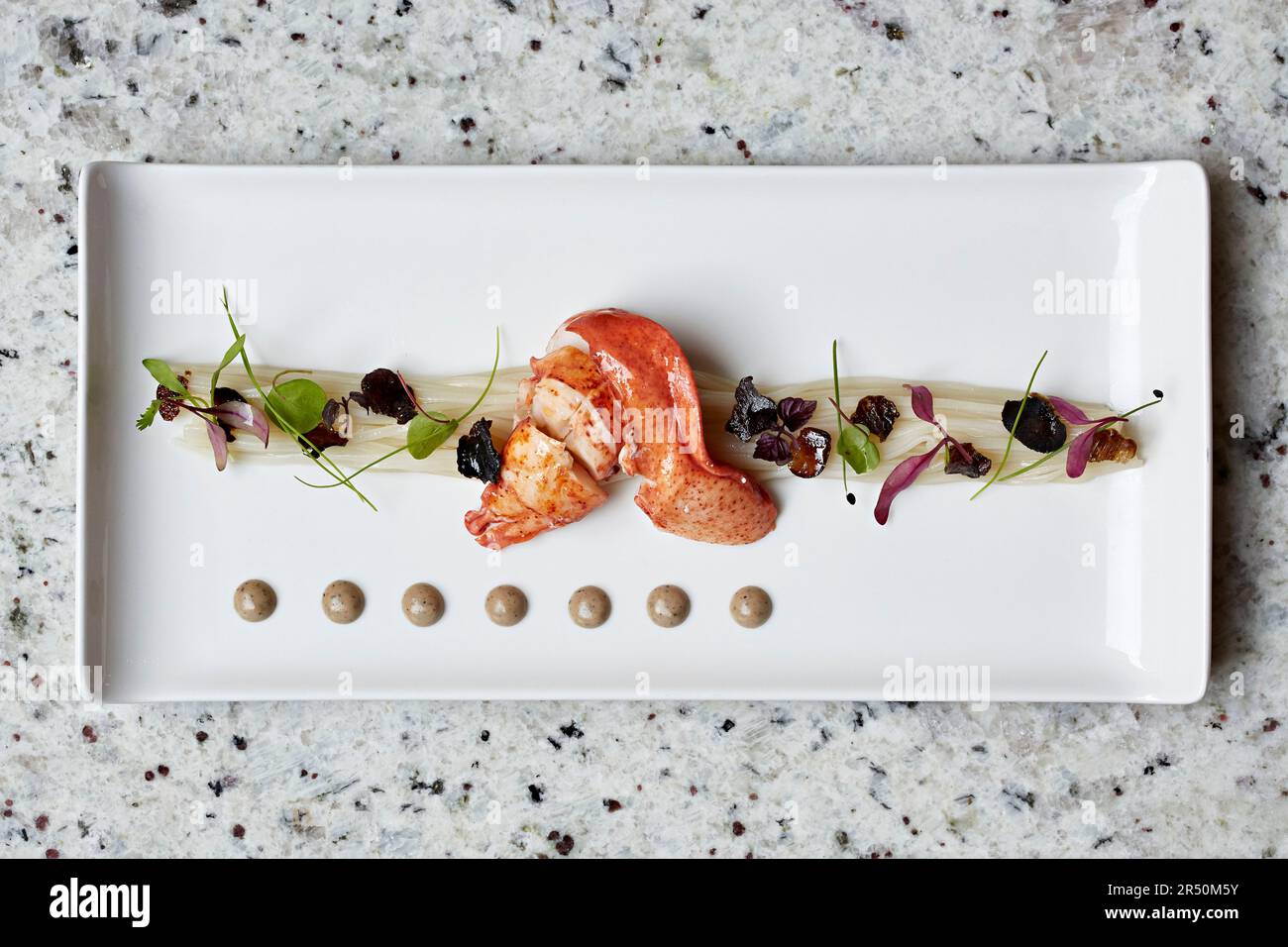 Japanese fine dining lobster tail on noodles Stock Photo Alamy