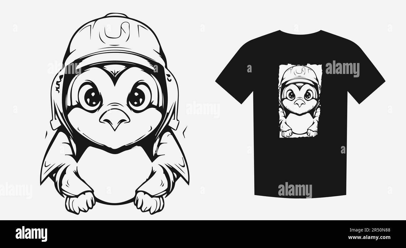 Charming chubby cartoon penguin. Ideal for prints, shirts, and logos