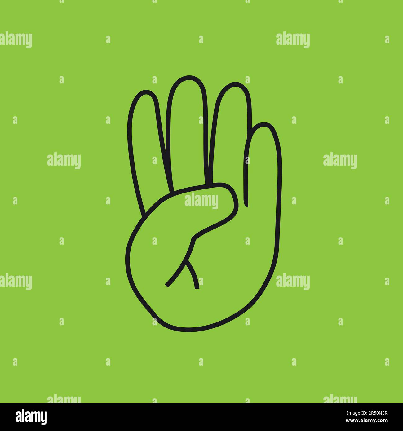 Four Finger Hand Sign. Cartoon Style. vector Stock Vector Image & Art
