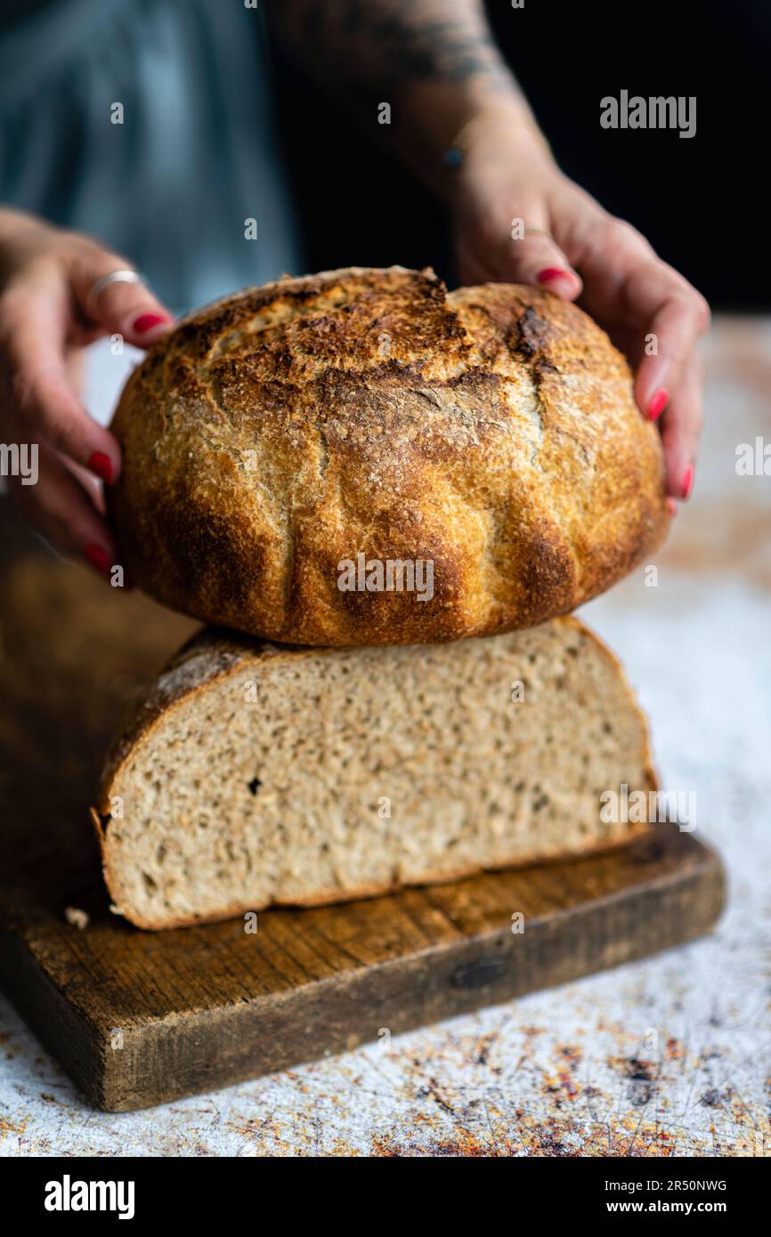 Sourdough Yeast Bread Stock Photo Alamy