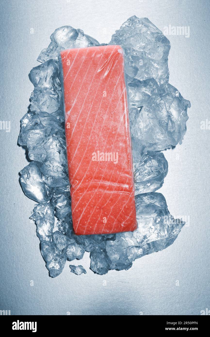 Vegan tuna substitute on ice cubes Stock Photo Alamy